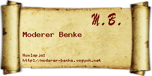 Moderer Benke névjegykártya